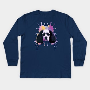 King Charles Spaniel Blenheim Spaniel Watercolor Art Kids Long Sleeve T-Shirt